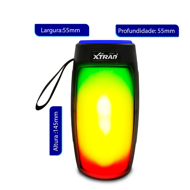 Caixa de som Bluetooth Portátil com Luz RGB TWS Fm