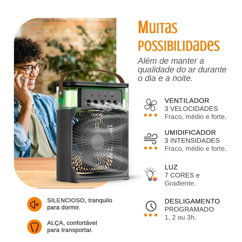 Mini ventilador e umidificador portátil