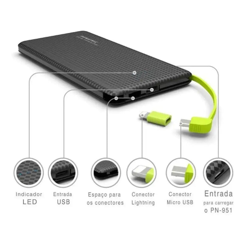 Carregador portátil Pineng Power Bank 10.000mAh IPhone