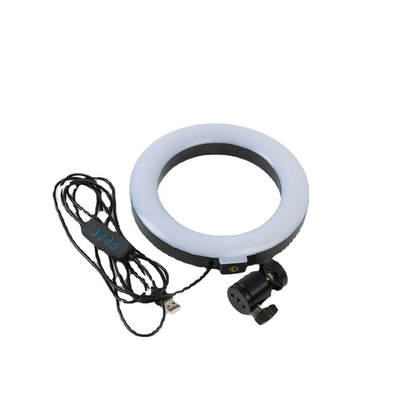 Iluminador Led Circular 6" Bi-Color Vídeo Ring Light 16cm USB com Mini Tripé de Mesa