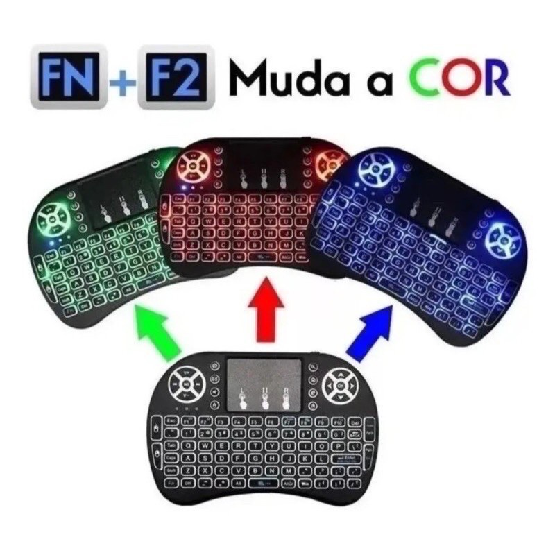 Mini Teclado Controle Sem Fio USB para Smart TV, TV Box, PC