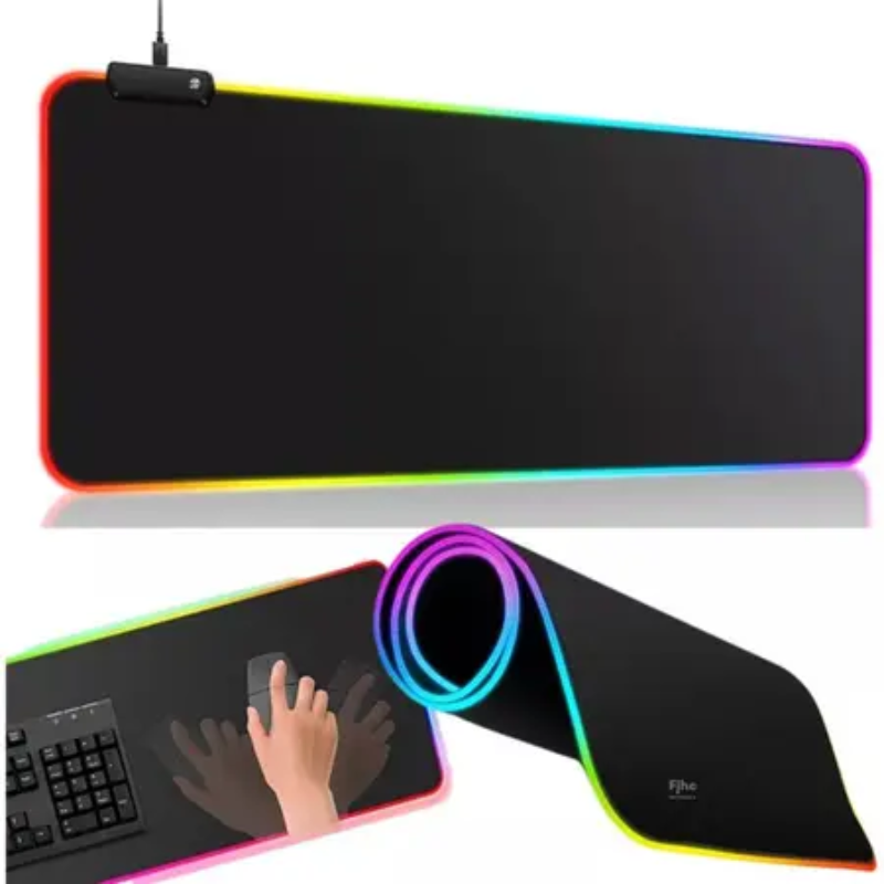 Mouse Pad Gamer Iluminado Rgb Led 80x30cm Preto