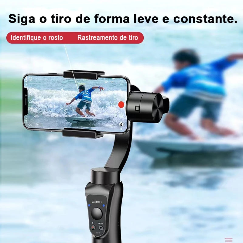 Gimbal Estabilizador Portátil de 3 Eixos com Tripé de Aderência para Celular Xiaomi iPhone Celular Smartphone (Últimos em estoque 🔥)