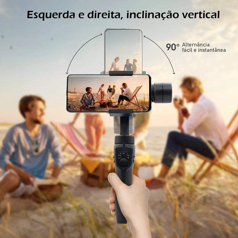 Gimbal Estabilizador Portátil de 3 Eixos com Tripé de Aderência para Celular Xiaomi iPhone Celular Smartphone (Últimos em estoque 🔥)