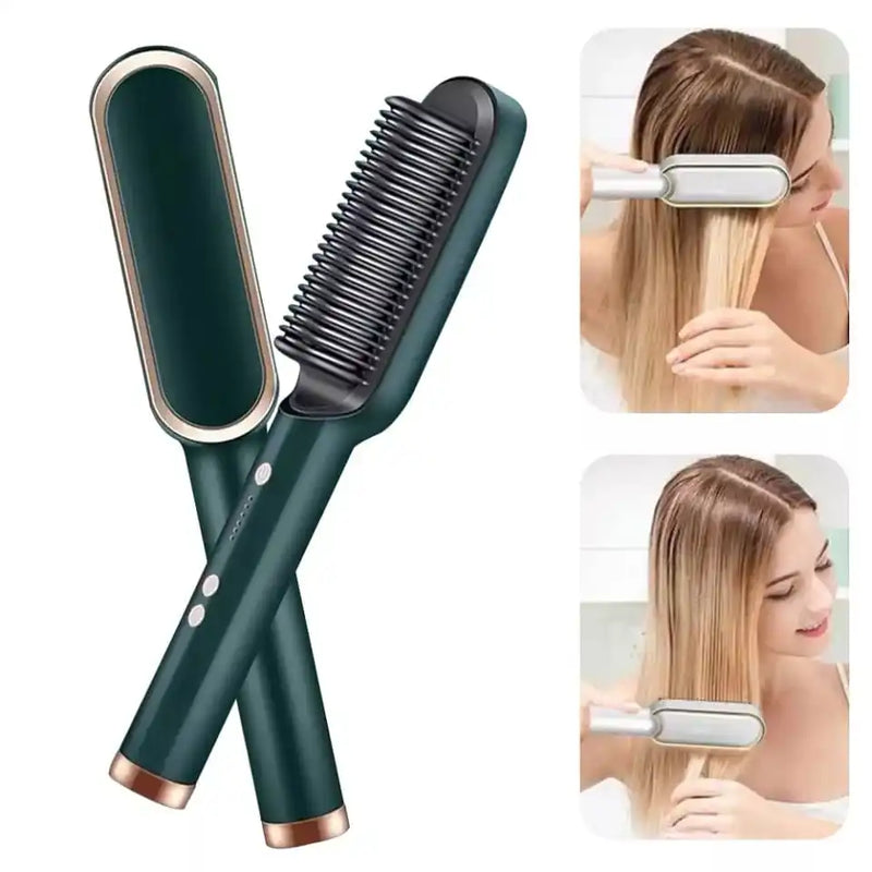 Escova Alisadora Bivolt 5 em 1 - Alisa, Hidrata, Modela, Alinha e Anti-Frizz- Últimos nos estoques 🙊