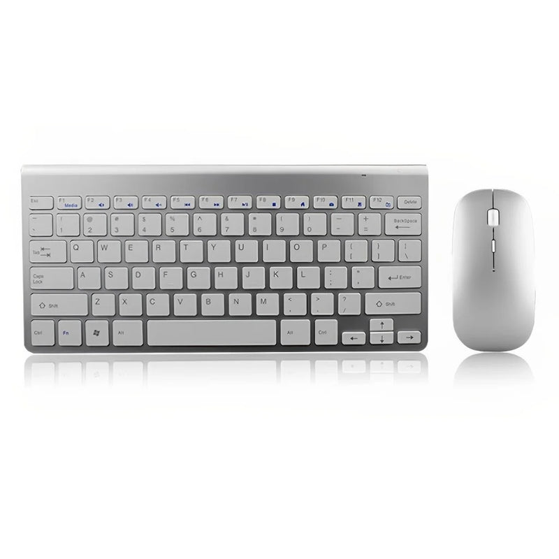 Kit Teclado + Mouse Sem Fio Slim Estilo Branco 2.4ghz