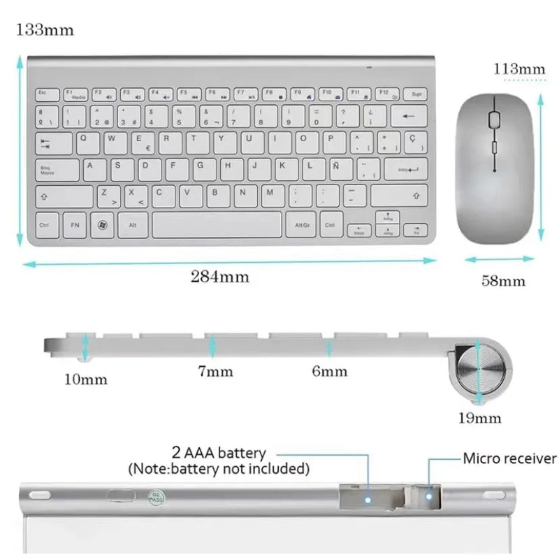 Combinação de teclado sem fio USB de mouse